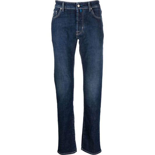 Exclusive Indigo Straight Leg Jeans with Bandana Detail - SEHABRANDS