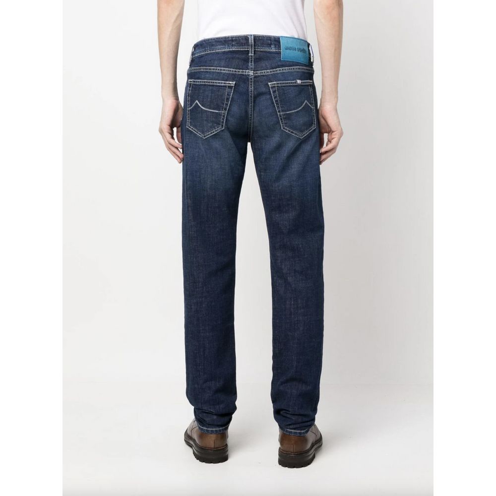 Exclusive Indigo Straight Leg Jeans with Bandana Detail - SEHABRANDS