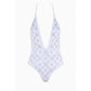 White Rhinestone Embellished Swimsuit - SEHABRANDS