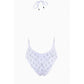 White Rhinestone Embellished Swimsuit - SEHABRANDS