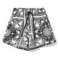 Chic Monochrome Palms Cotton Shorts - SEHABRANDS