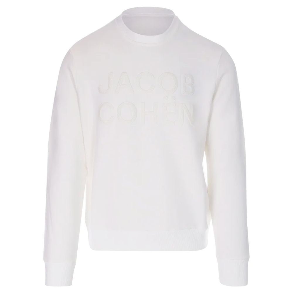 Elegant White Cotton Blend Sweatshirt - SEHABRANDS