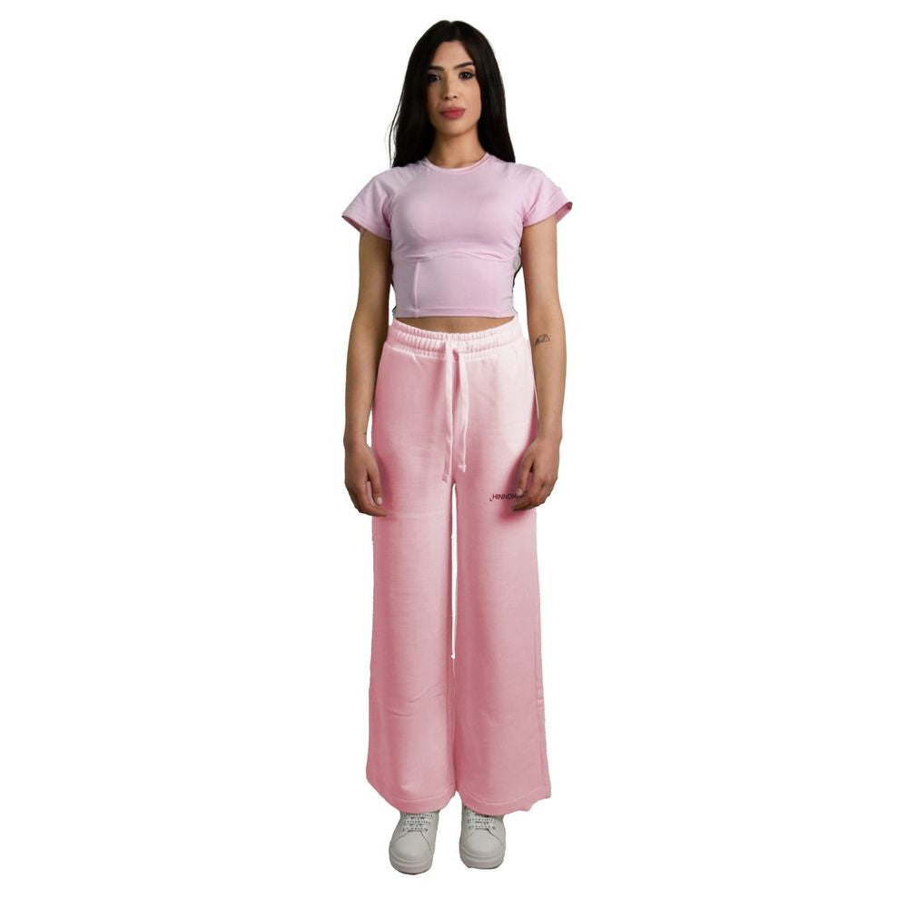 Chic Pink Palazzo Pants with Drawstring - SEHABRANDS