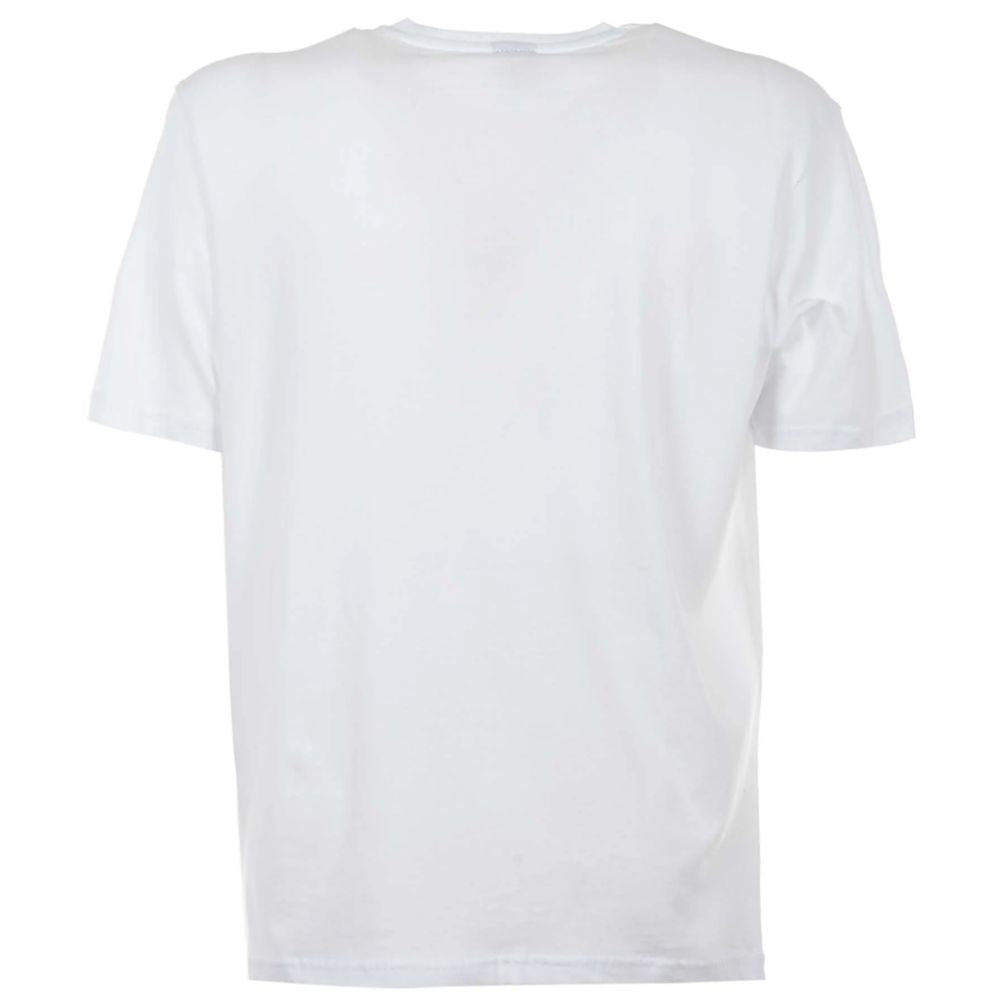 Elegant White Cotton Tee with Bold Blue Logo - SEHABRANDS