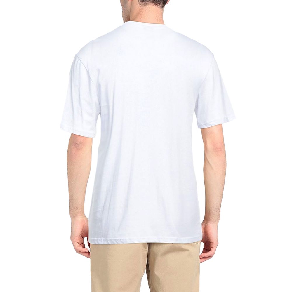 Elegant White Cotton Tee with Chest Print - SEHABRANDS