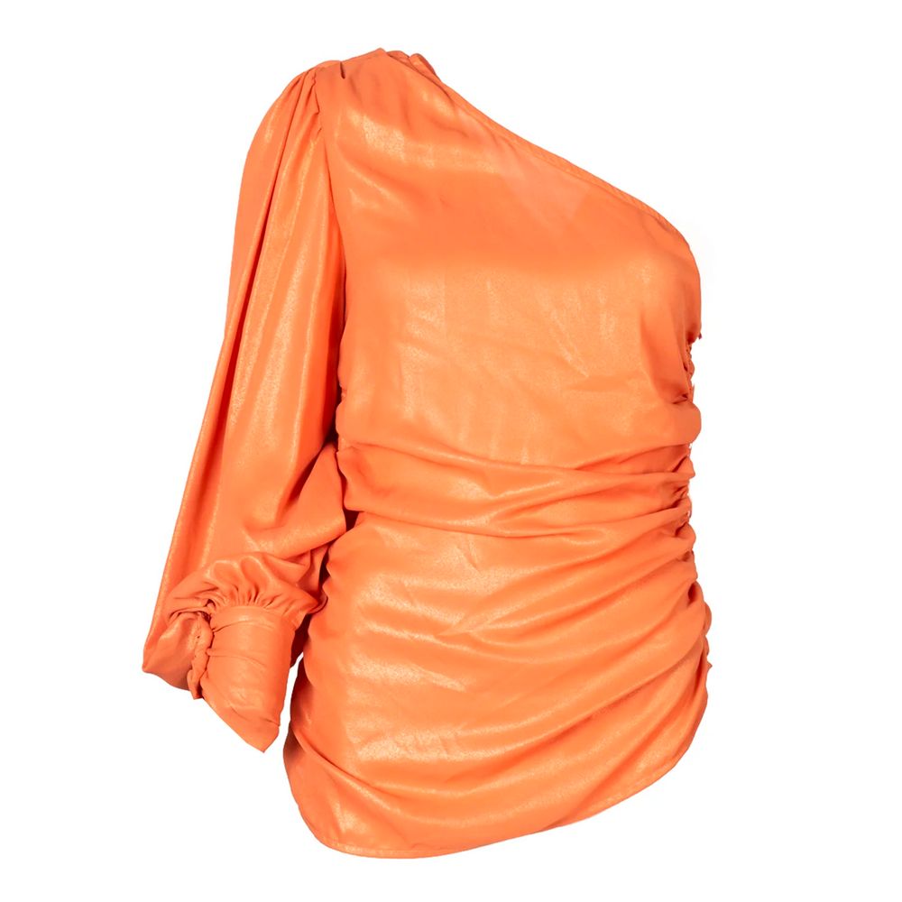 Chic Orange Laminated Blouse - SEHABRANDS