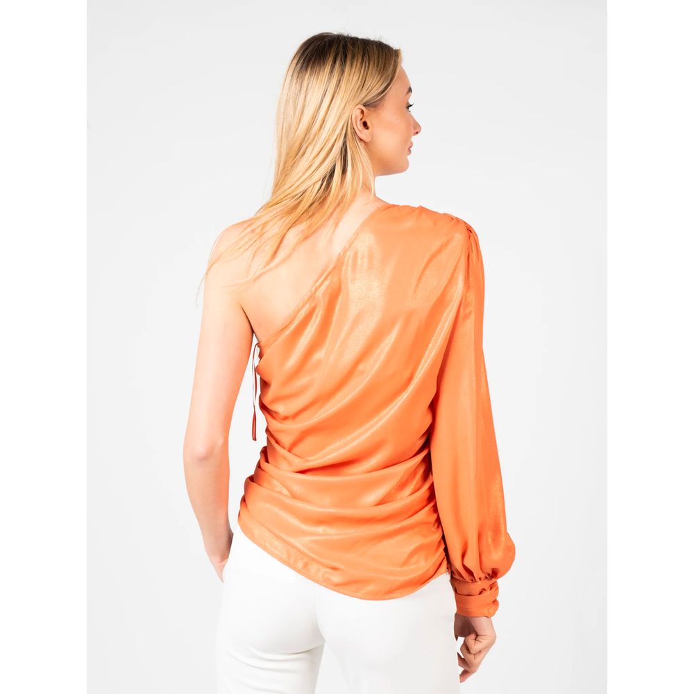 Chic Orange Laminated Blouse - SEHABRANDS