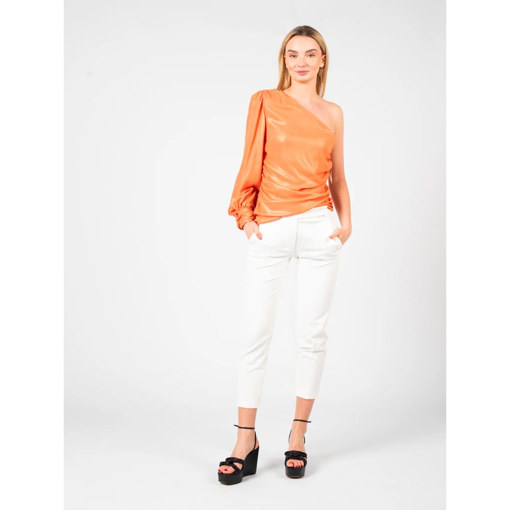 Chic Orange Laminated Blouse - SEHABRANDS