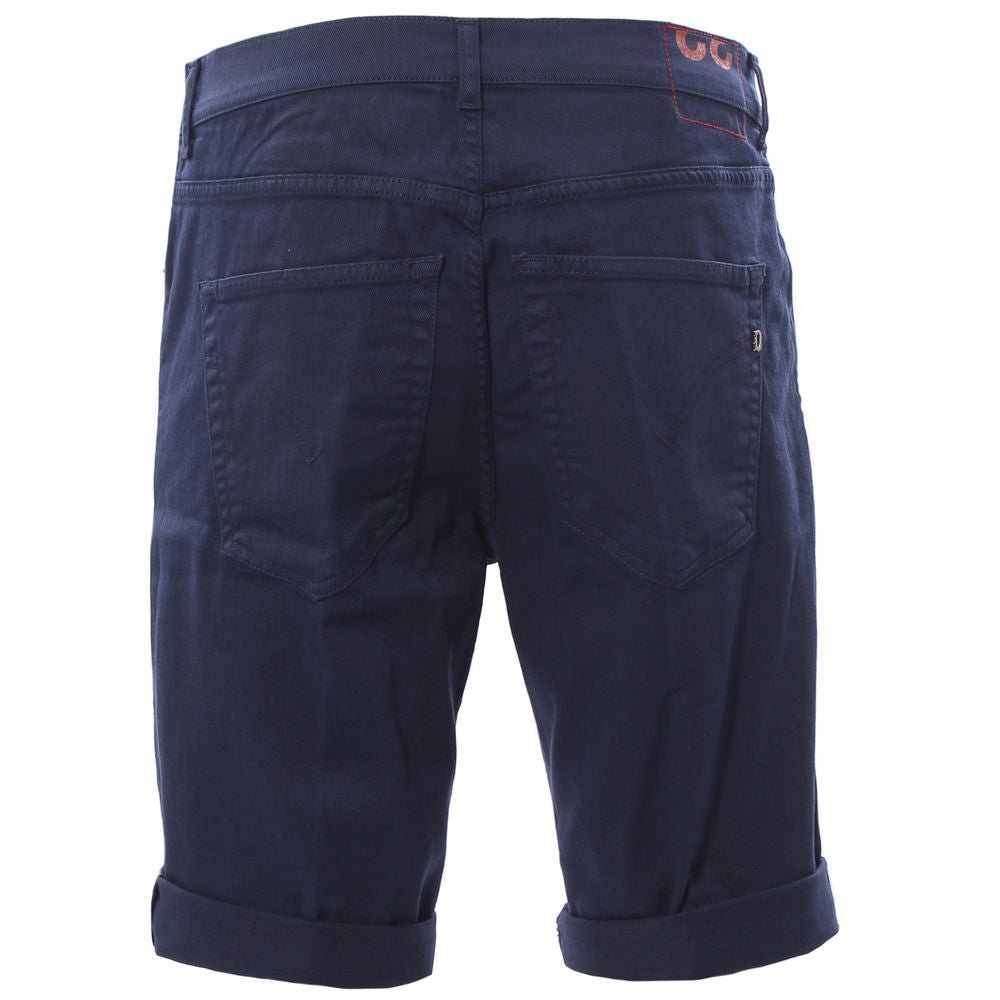 Chic Dark Blue Stretch Cotton Shorts - SEHABRANDS