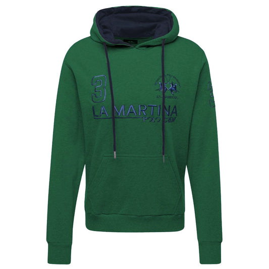 Elegant Green Hooded Cotton Sweatshirt - SEHABRANDS