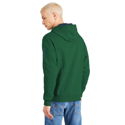 Elegant Green Hooded Cotton Sweatshirt - SEHABRANDS