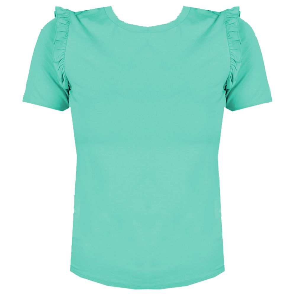 Ruffled Shoulder Crew-neck Chic Top - SEHABRANDS