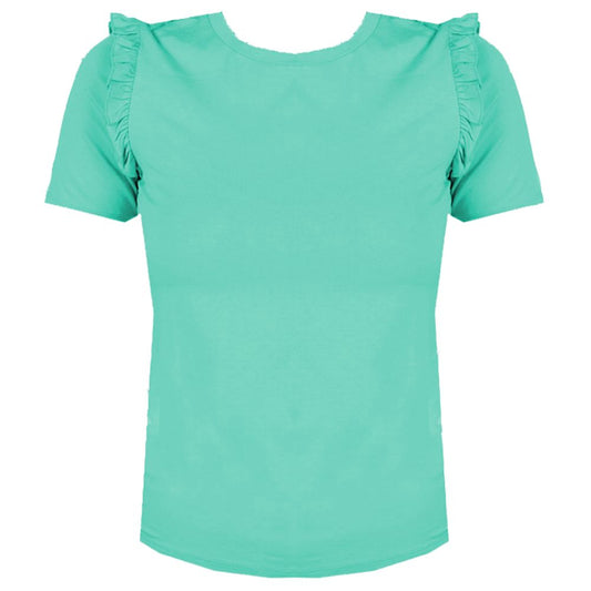 Ruffled Shoulder Crew-neck Chic Top - SEHABRANDS