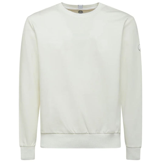 Chic White Tech Fabric Crewneck Sweater - SEHABRANDS