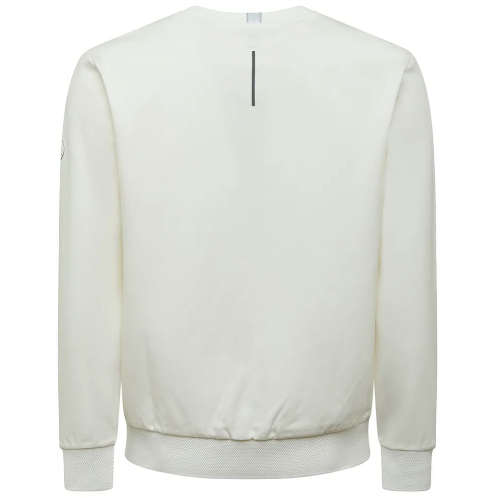 Chic White Tech Fabric Crewneck Sweater - SEHABRANDS