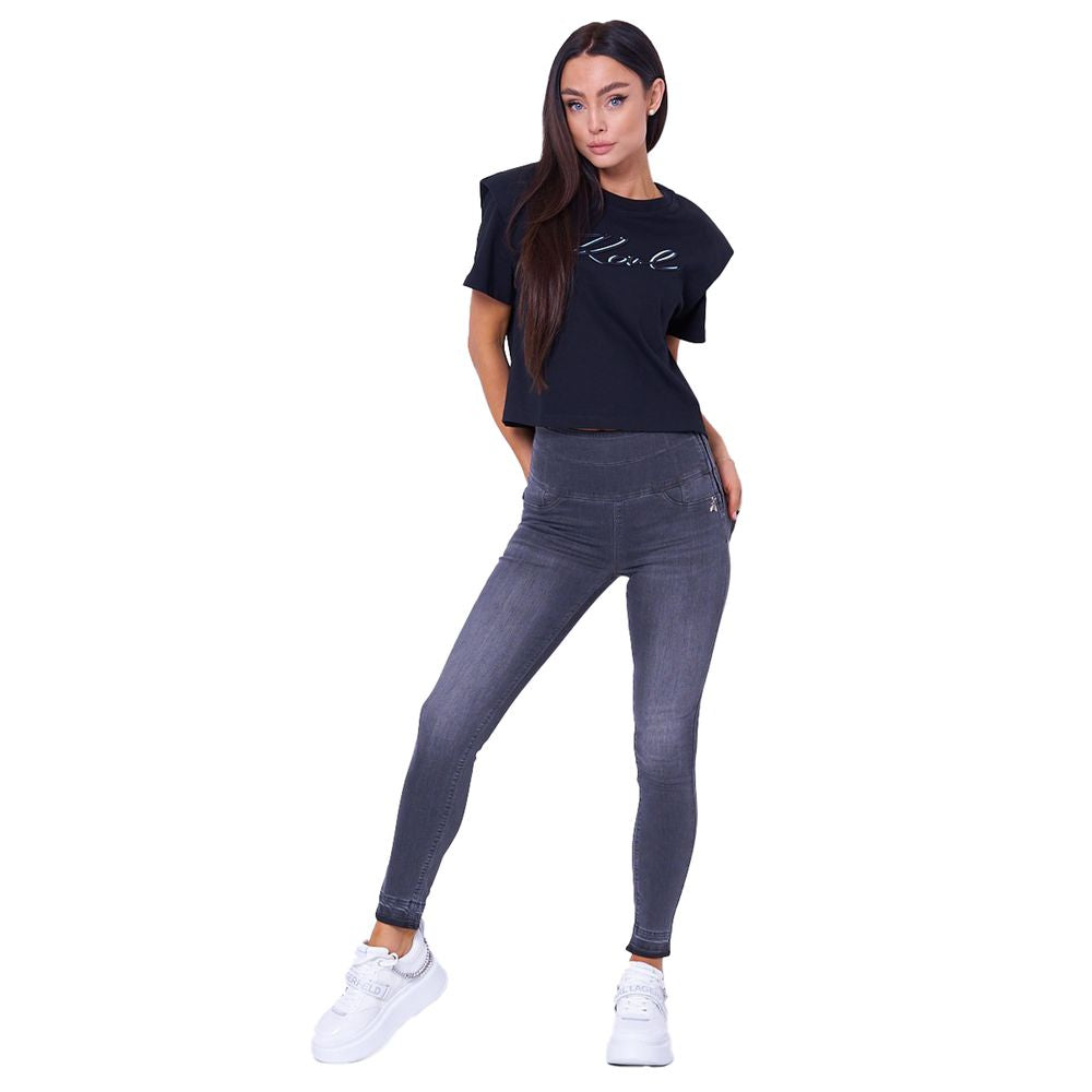 Chic High-Waisted Grey Skinny Jeggings - SEHABRANDS