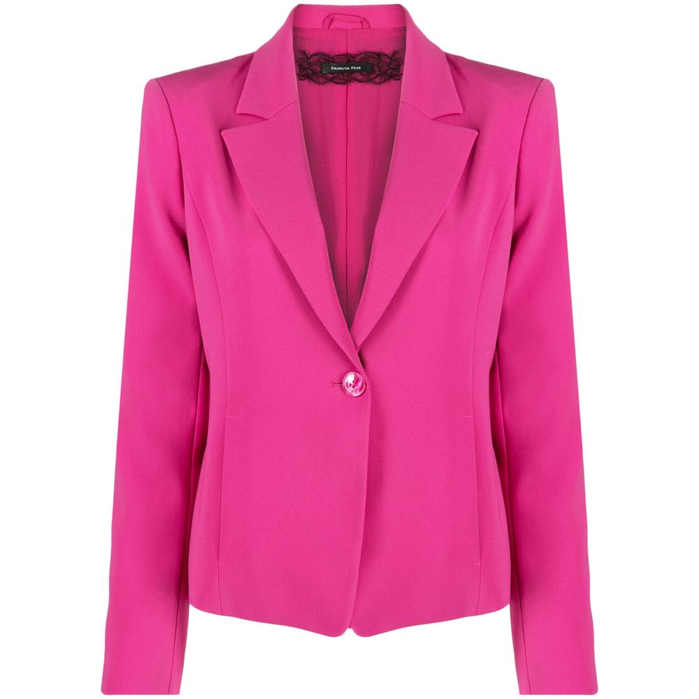 Fuchsia One-Button Stretchy Chic Blazer - SEHABRANDS