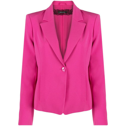 Fuchsia One-Button Stretchy Chic Blazer - SEHABRANDS