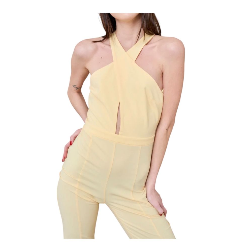 Radiant Canary Yellow Stretch Jumpsuit Dress - SEHABRANDS