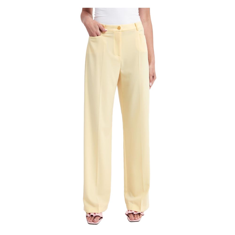 Elegant Smooth Fabric Trousers in Yellow - SEHABRANDS