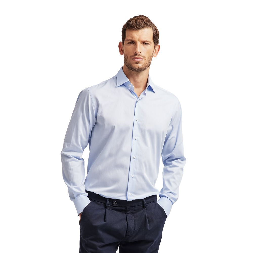 Light Blue Cotton Men Shirt - SEHABRANDS