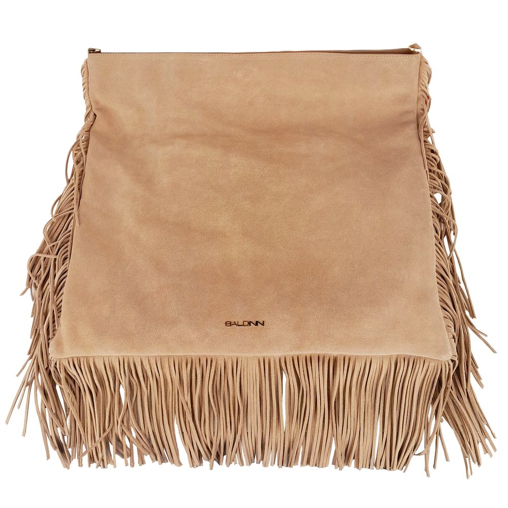 Chic Beige Suede Fringe Shoulder Bag - SEHABRANDS