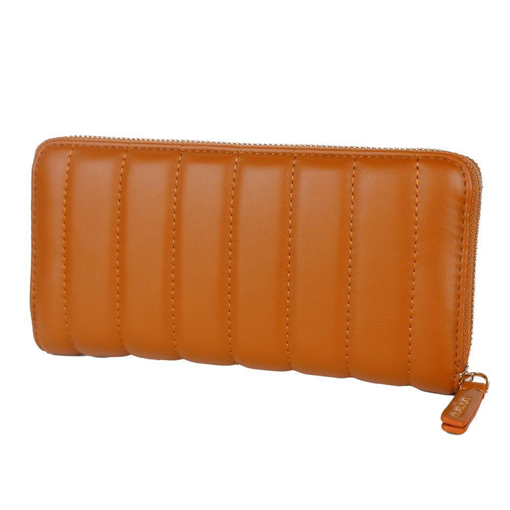 Chic Quilted Faux Leather Wallet in Brown - SEHABRANDS