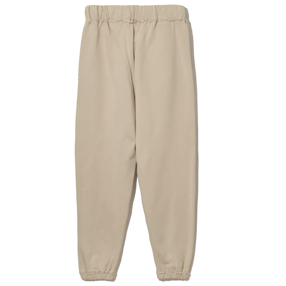 Chic Beige Cotton Sweatpants with Frayed Details - SEHABRANDS