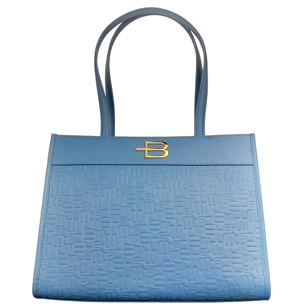 Elegant Light Blue Shopping Bag with Logo Motif - SEHABRANDS