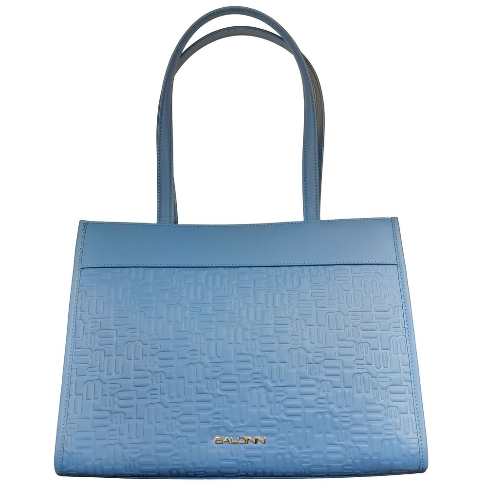 Elegant Light Blue Shopping Bag with Logo Motif - SEHABRANDS