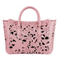 Chic Pink Calfskin Handbag with Floral Accents - SEHABRANDS