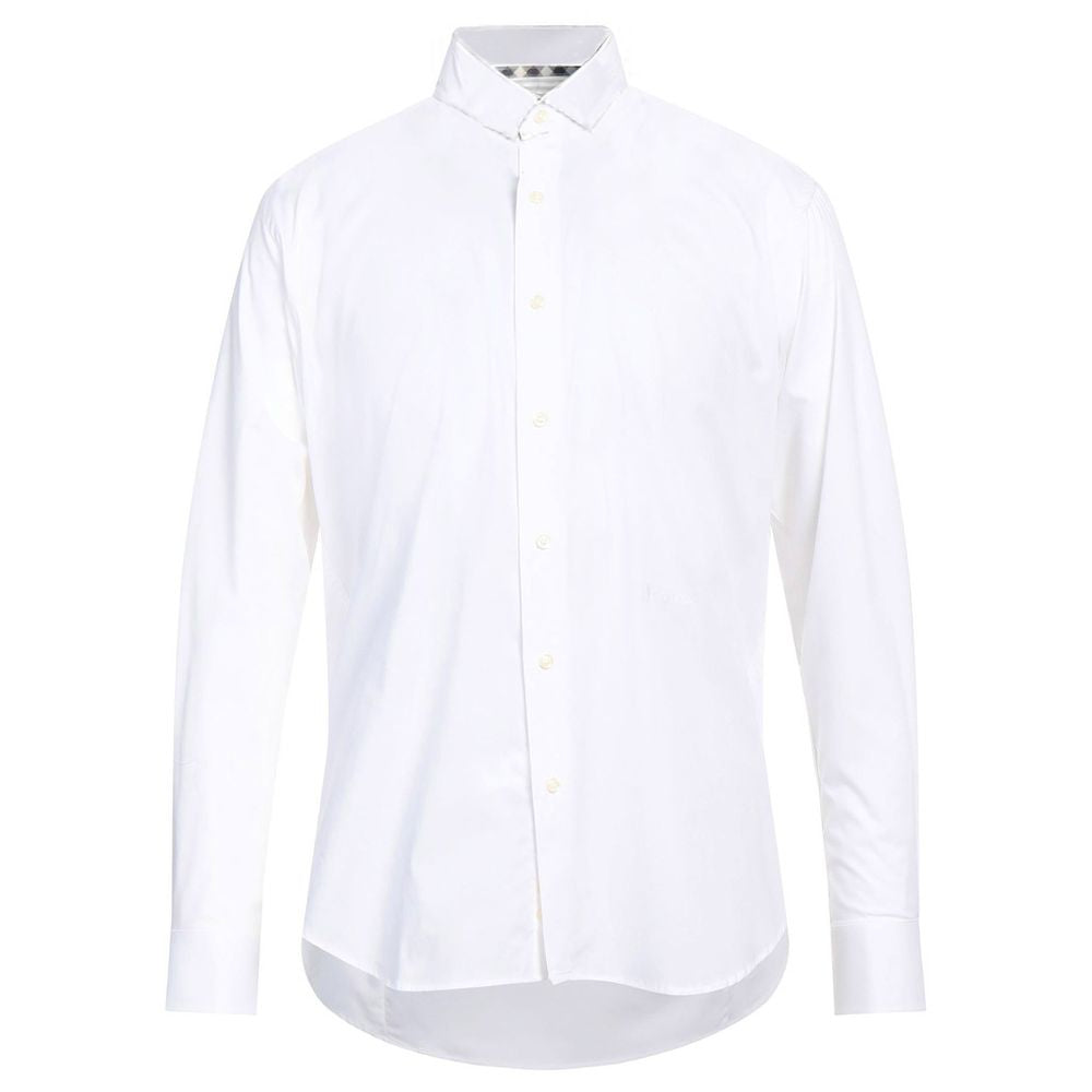 Elegant White Cotton Blend Shirt - SEHABRANDS