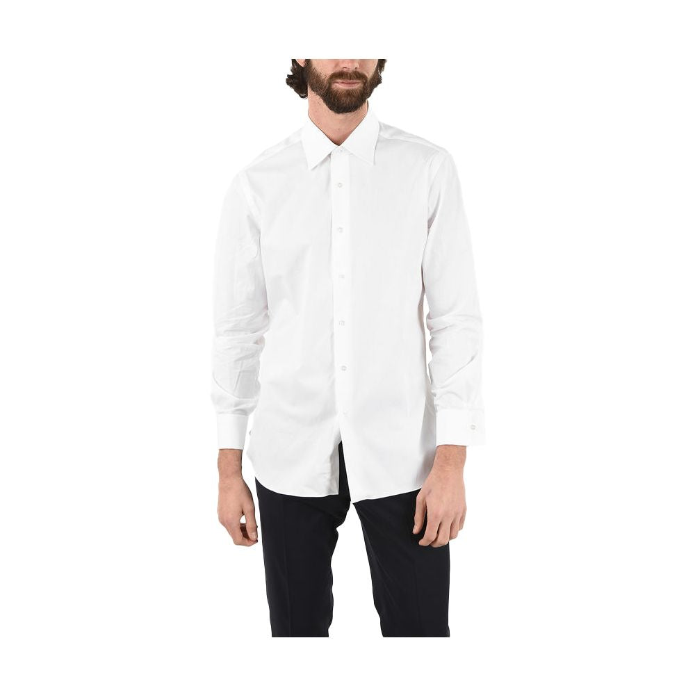 Elegant White Cotton Blend Shirt - SEHABRANDS