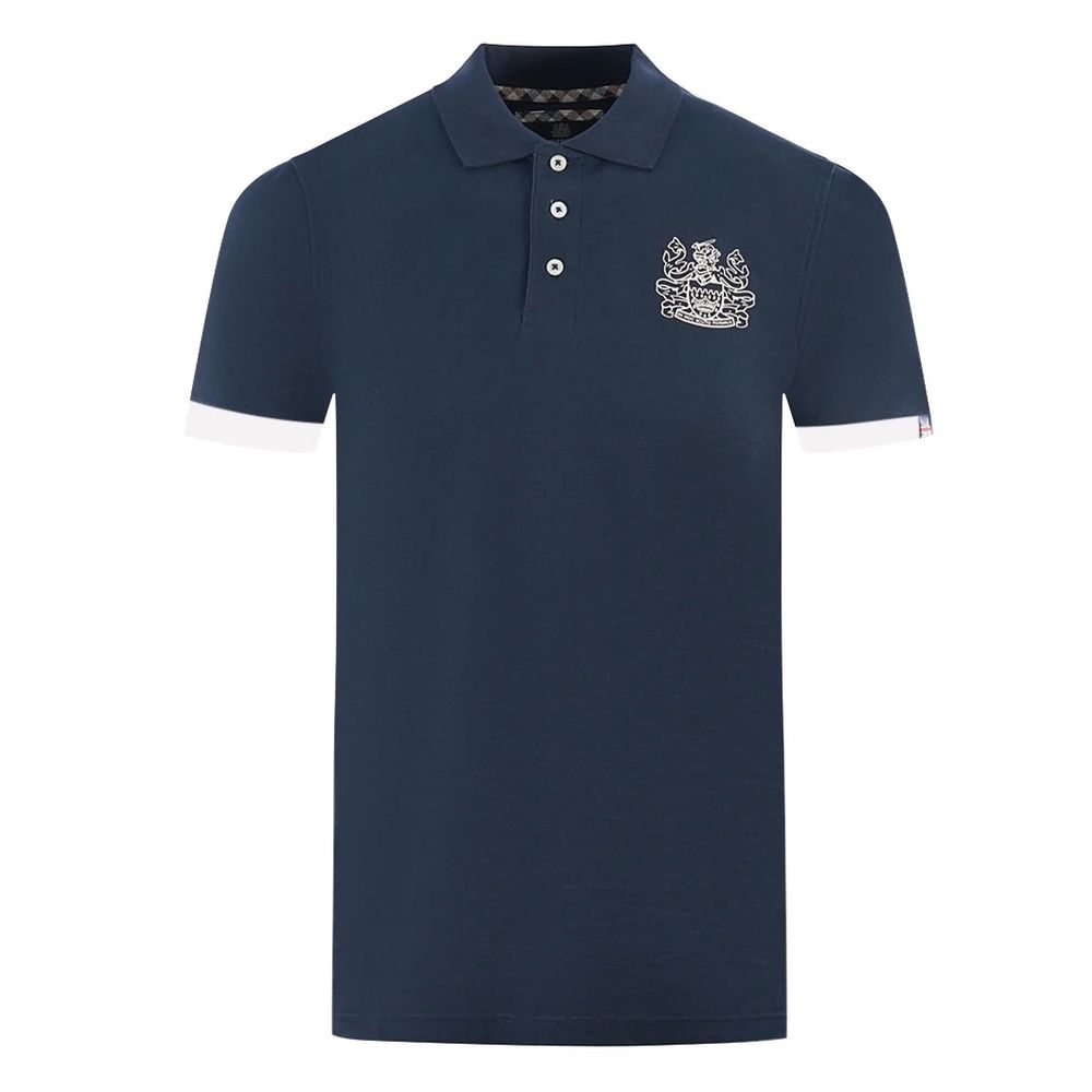 Elegant Cotton Polo with Contrast Logo Emblem - SEHABRANDS