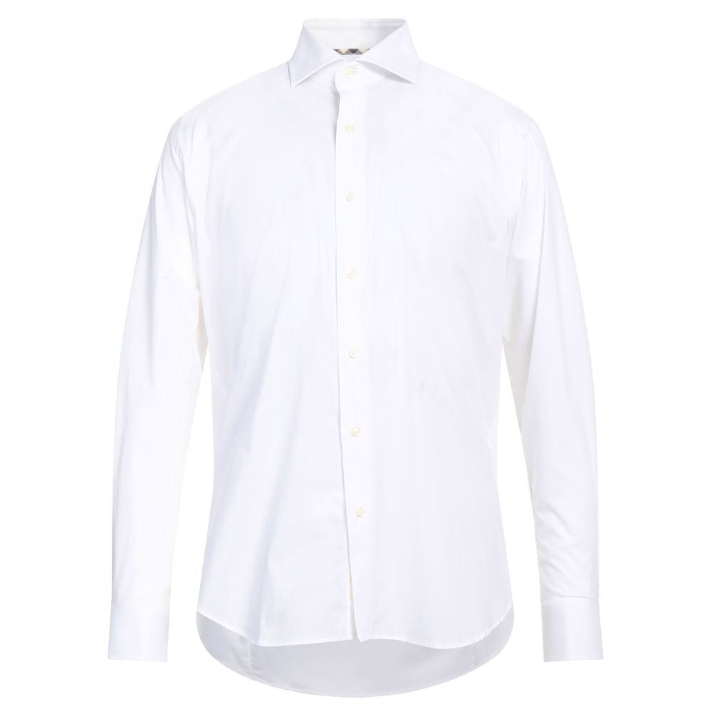 Sophisticated White Cotton Shirt with Embroidered Logo - SEHABRANDS