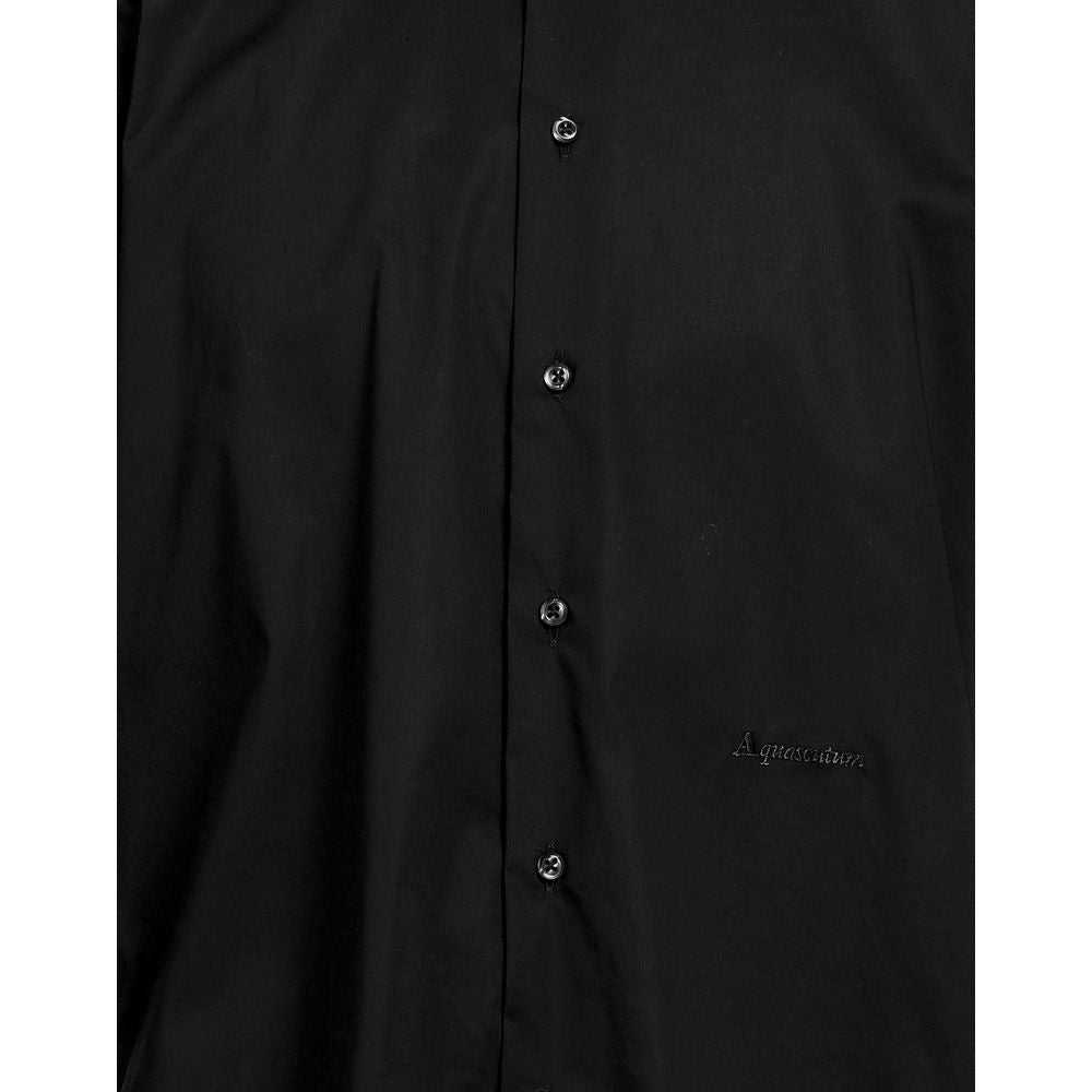 Elegant Black Cotton Shirt with Logo Embroidery - SEHABRANDS