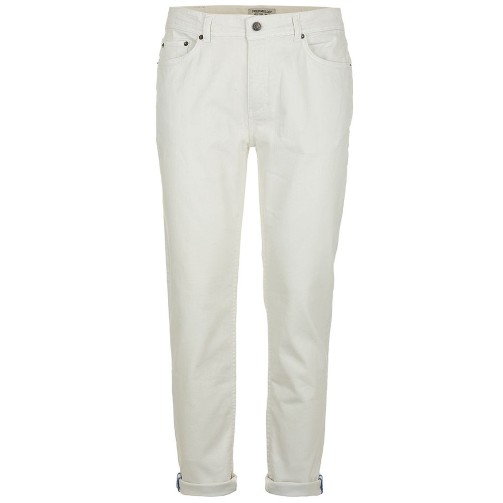 Elegant White Denim Trousers for Men - SEHABRANDS