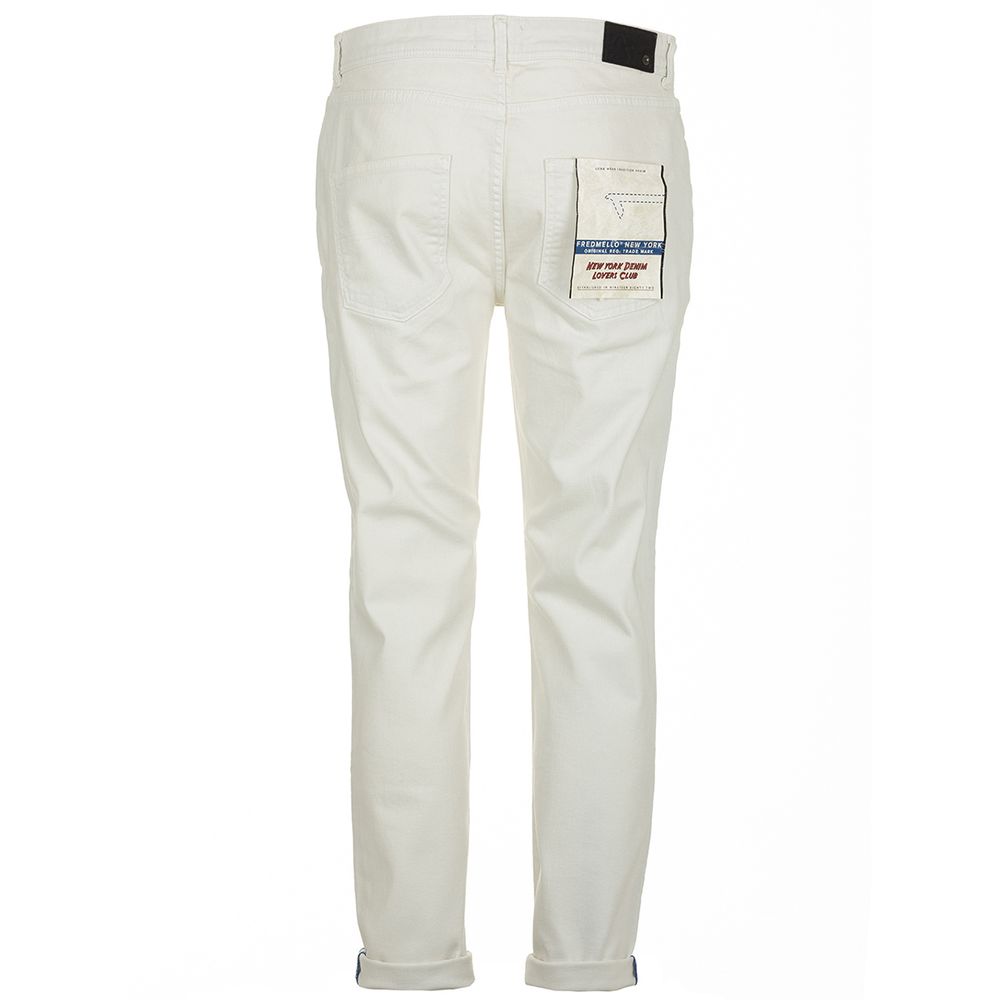 Elegant White Denim Trousers for Men - SEHABRANDS