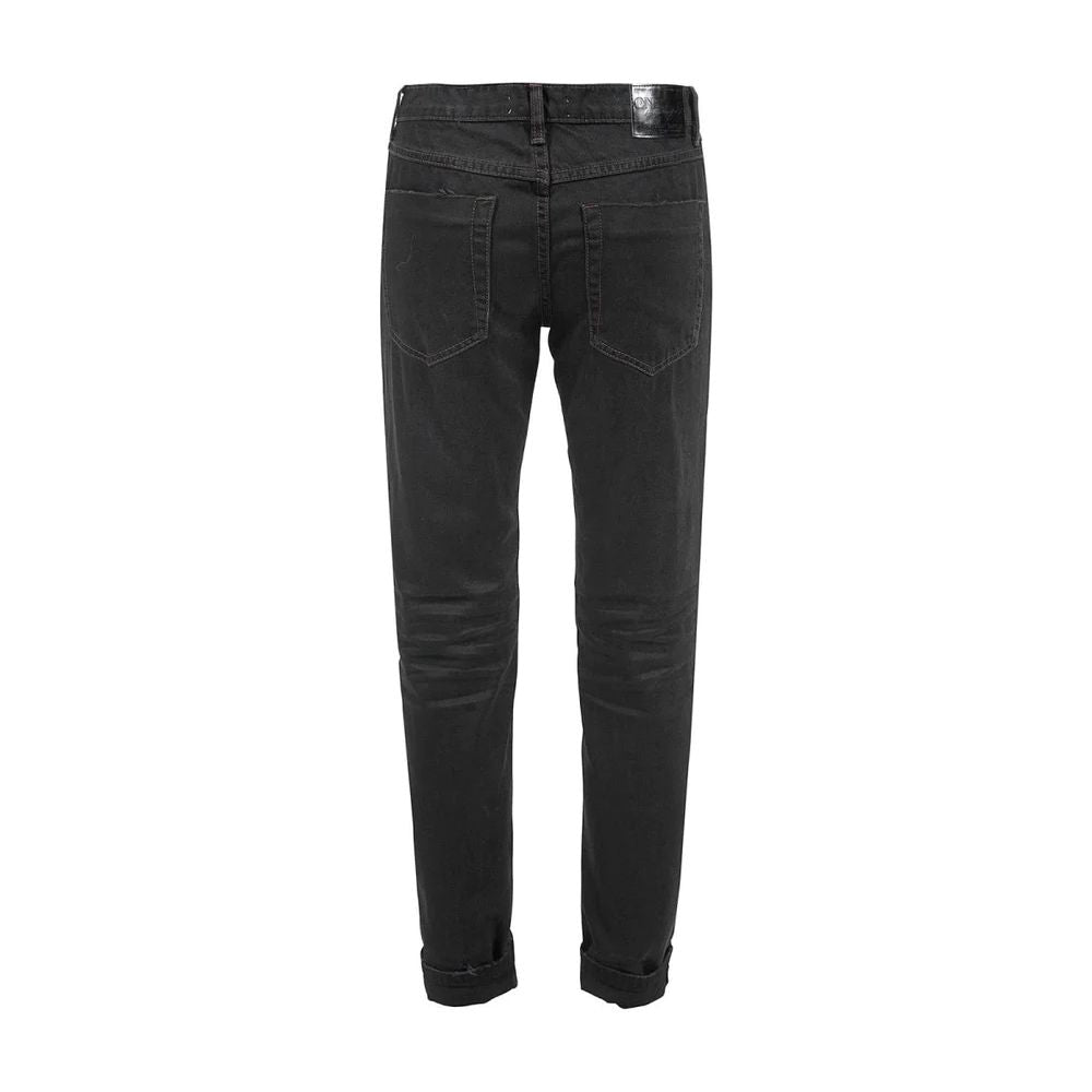 Chic Black Distressed Patched Jeans - SEHABRANDS