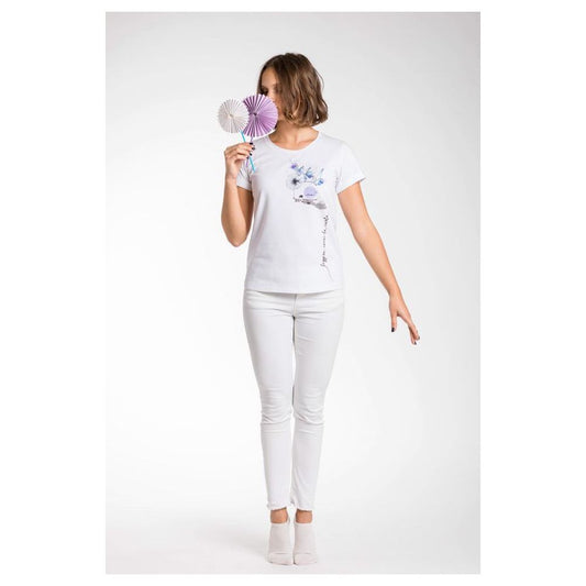 Elegant White Stretch Viscose Tee - SEHABRANDS