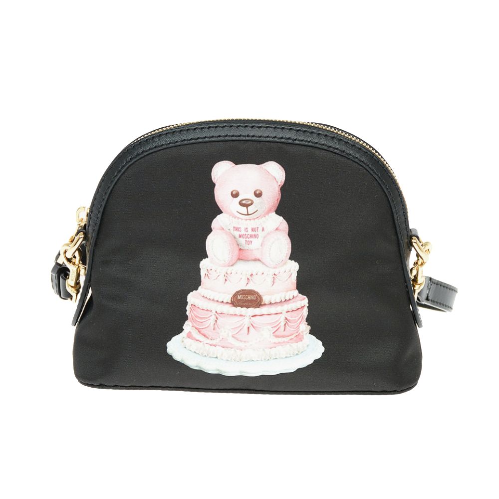 Chic Teddy Bear Print Clutch with Calfskin Strap - SEHABRANDS