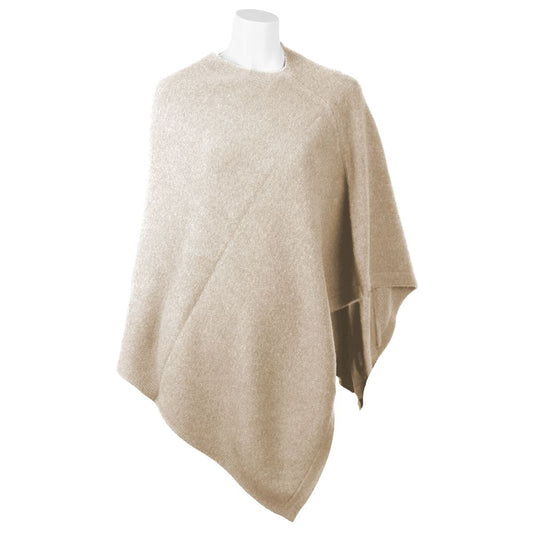 Chic V-Neck Cashmere Poncho in Beige - SEHABRANDS