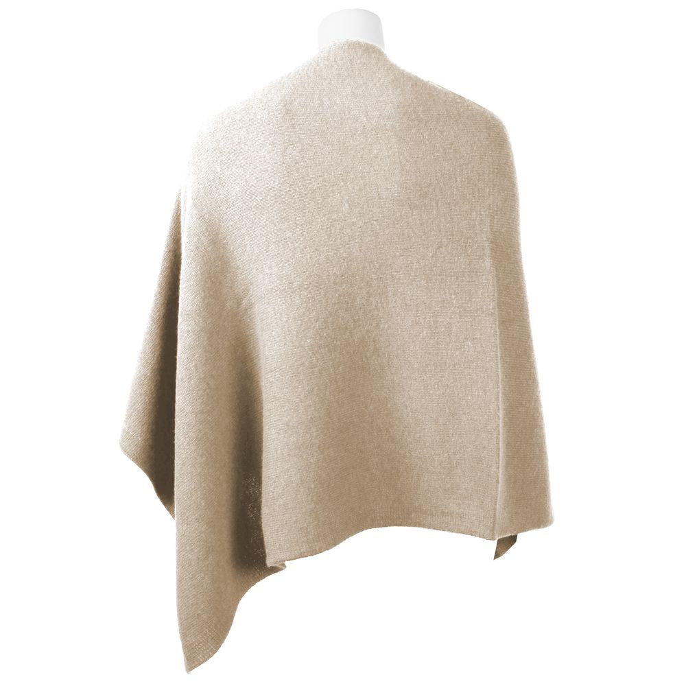 Chic V-Neck Cashmere Poncho in Beige - SEHABRANDS