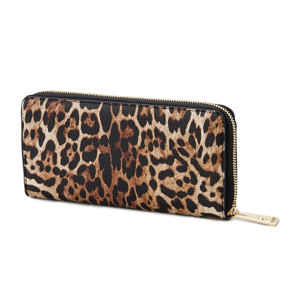 Sleek Designer Zipper Wallet with Gold Accents - SEHABRANDS