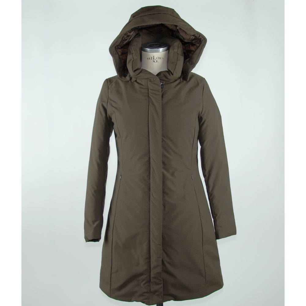 Elegant Brown Polygon Jacket with Hood - SEHABRANDS