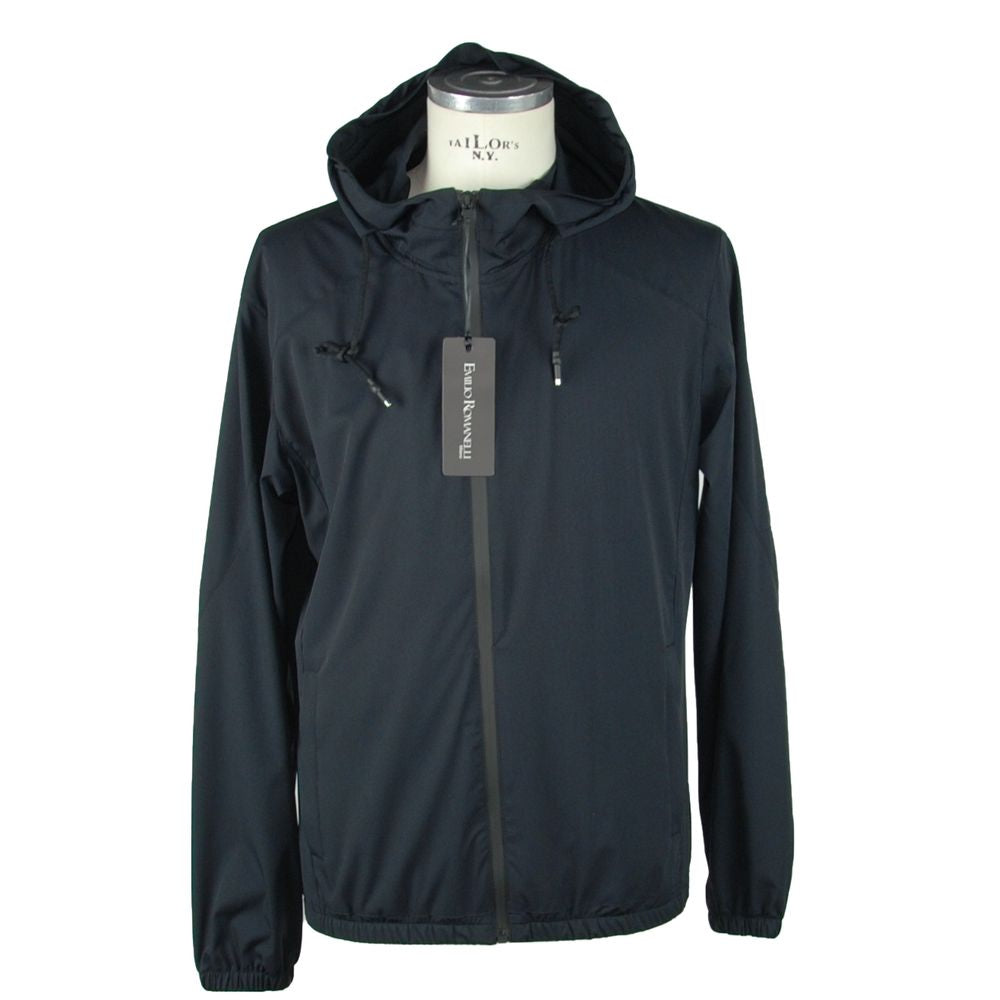 Sleek Hooded Full Zip Jacket in Black - SEHABRANDS