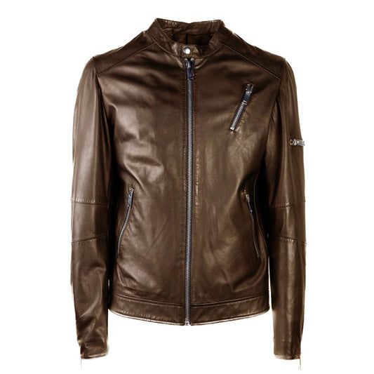 Brown Leather Jacket - SEHABRANDS