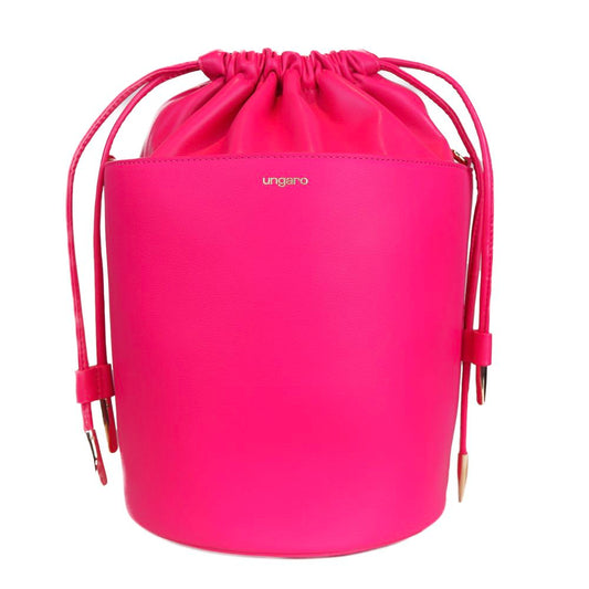 Fuchsia Elegance Leather Bucket Bag - SEHABRANDS