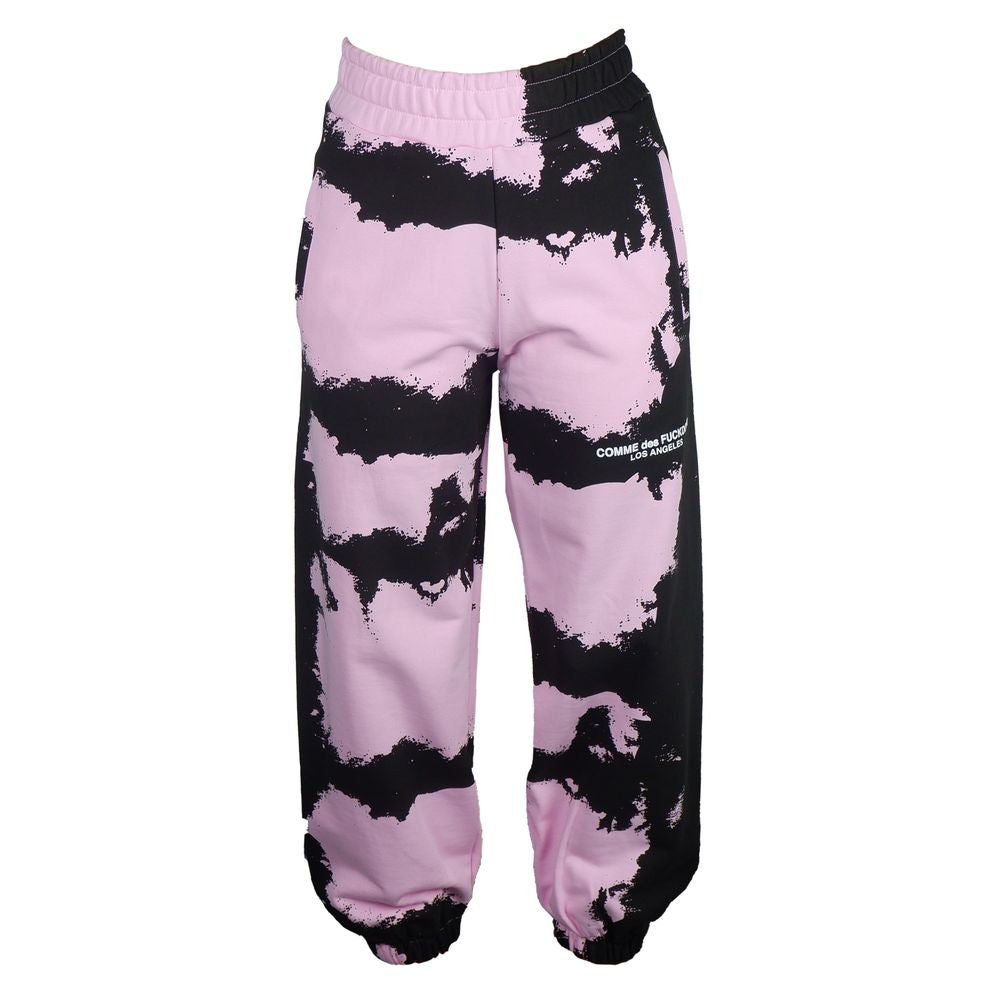 Chic Pink Print Cotton Track Pants - SEHABRANDS