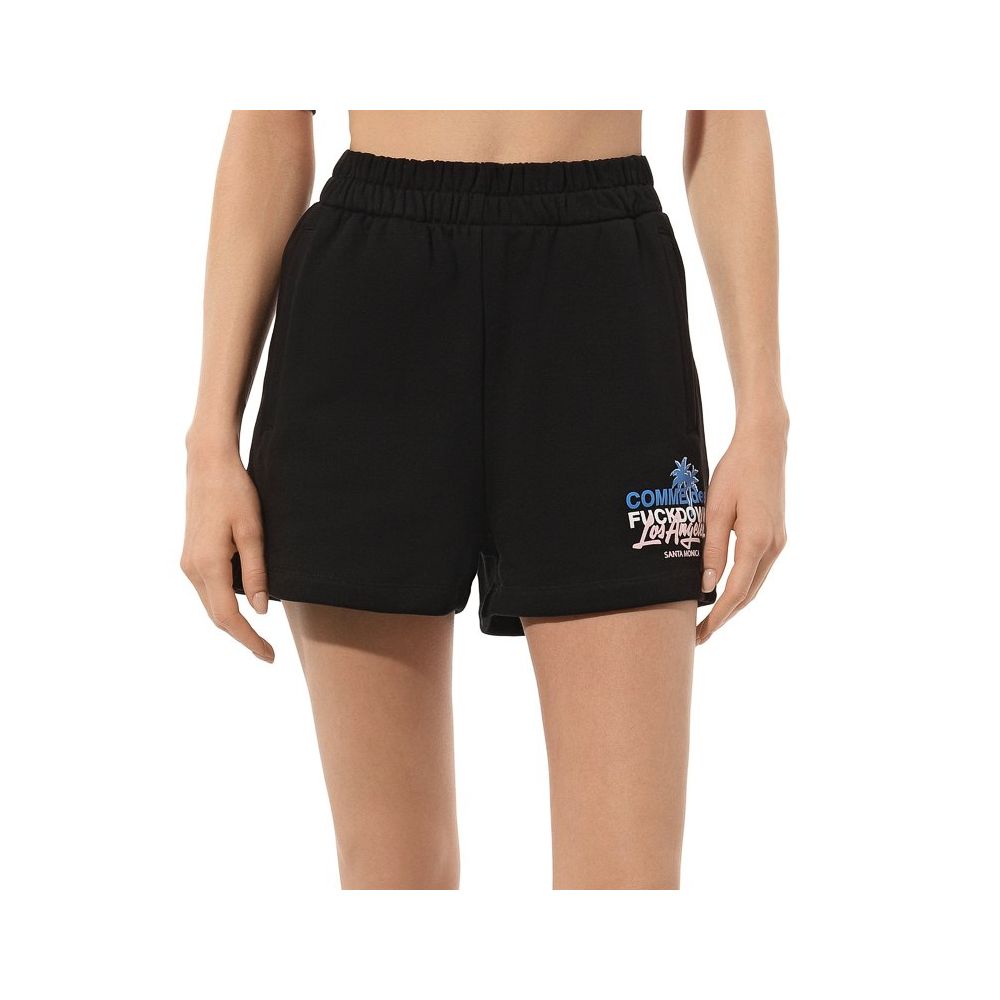 Chic Black Cotton Shorts with Side Pockets - SEHABRANDS